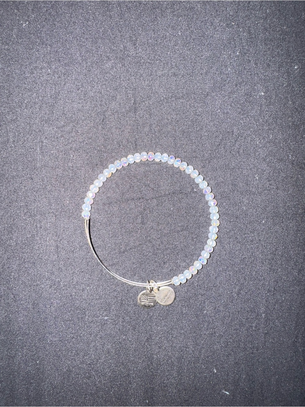 Alex and Ani Iridescent White Beaded Expandable Bangle Bracelet